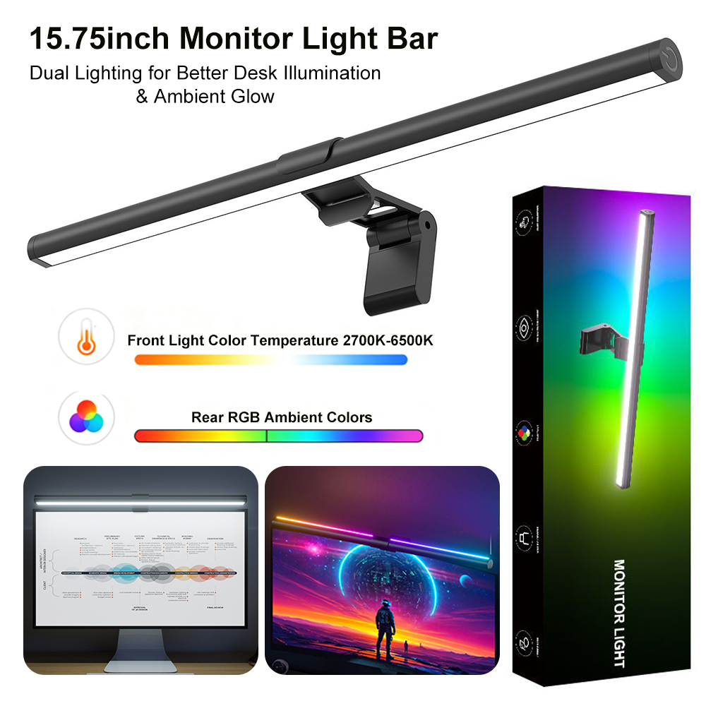 Photography Lighting Game - RGB-kleurveranderende hanglamp met USB-voeding, monitorlichtbalk, traploos