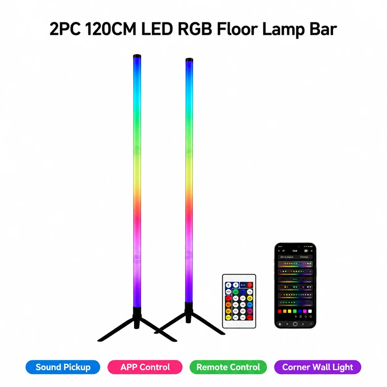 2 stuks 120CM RGB vloerlamp, g - Photography Lighting Game recensie en prijs