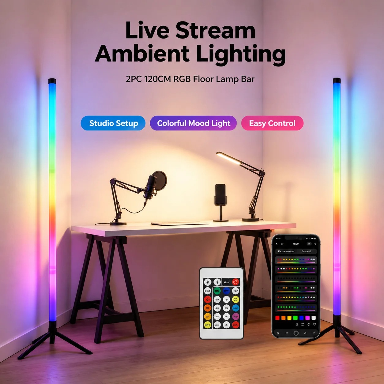 2 stuks 120CM RGB vloerlamp, g - Photography Lighting Game recensie en prijs